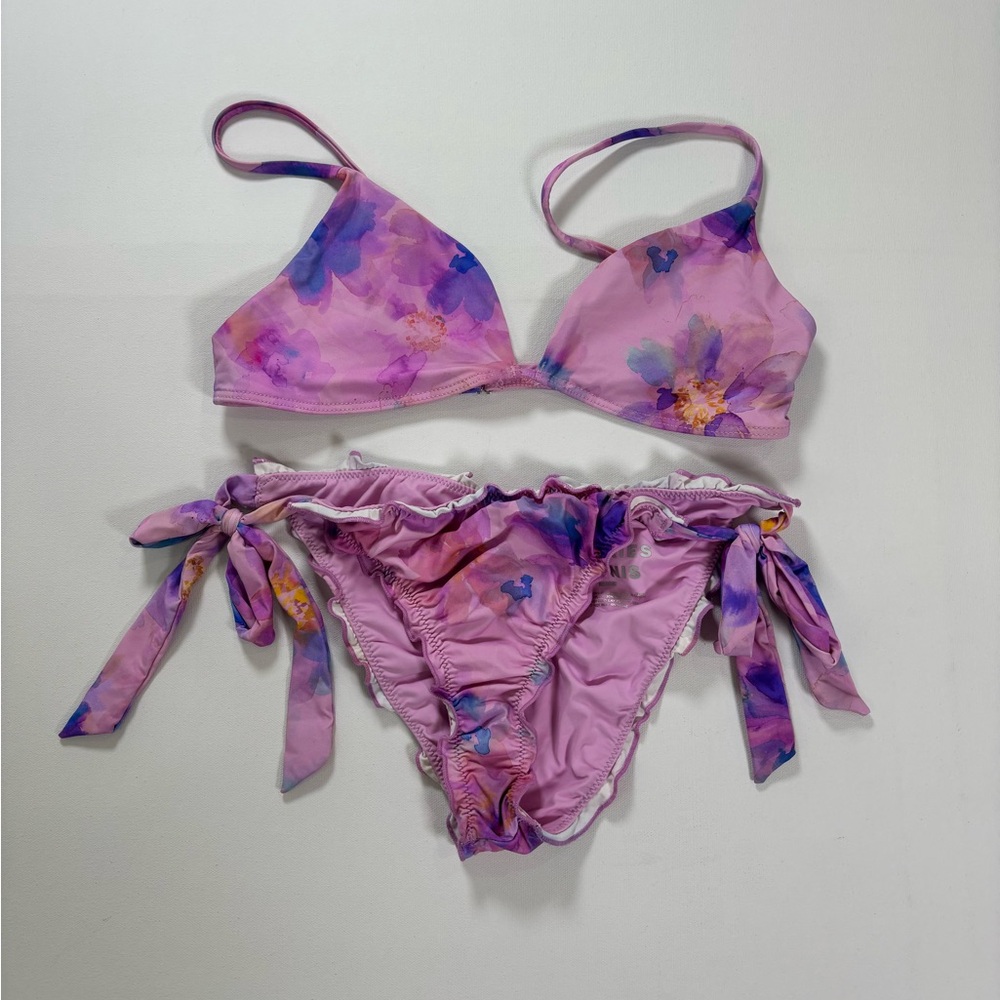 Frankie's Bikinis Pink and Purple Floral Tie-Side Bikini - Picture 2 of 8